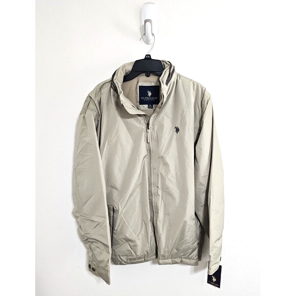 U.S. Polo Assn. Full Zip Jacket  110078 Men's Gray ‎ Jacket Rain Caot Tan